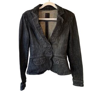 Smart Set Y2K Retro Dark Charcoal Gray Denim Blazer Size 3 Jean